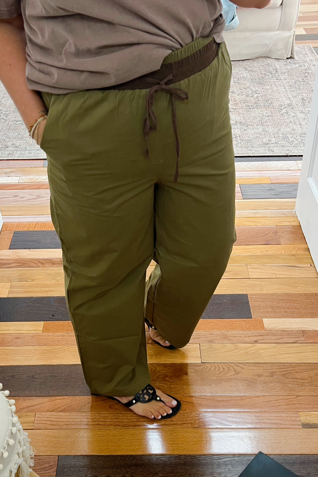 amachi. Line Pants Green × Blue　リネン amachi. Line Pants Green × Blue リネン