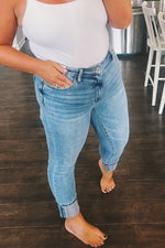 Judy Blue Print Cuffed Relaxed Fit Jeans