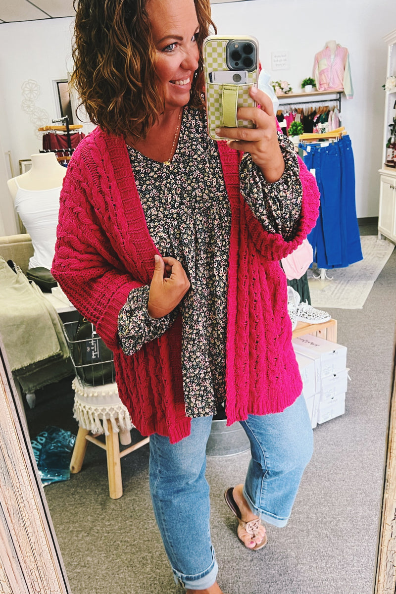 Pearl Chunky 3/4 sleeve Cardigan