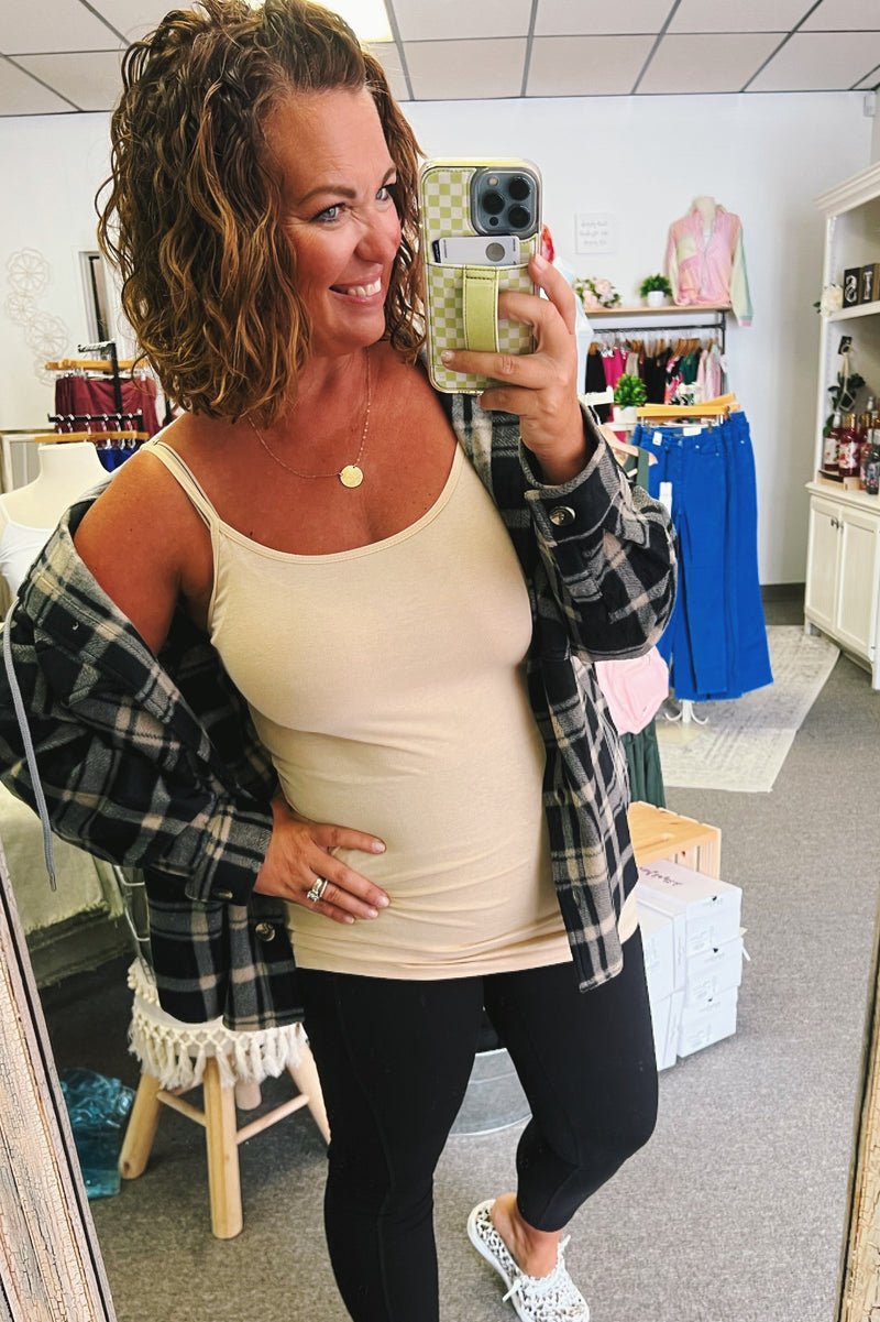 Jackie Long Line Cami Taupe Curvy