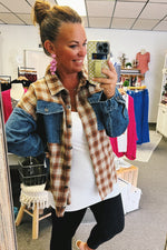 Claire Brushed Plaid Denim Jacket- 2 colors