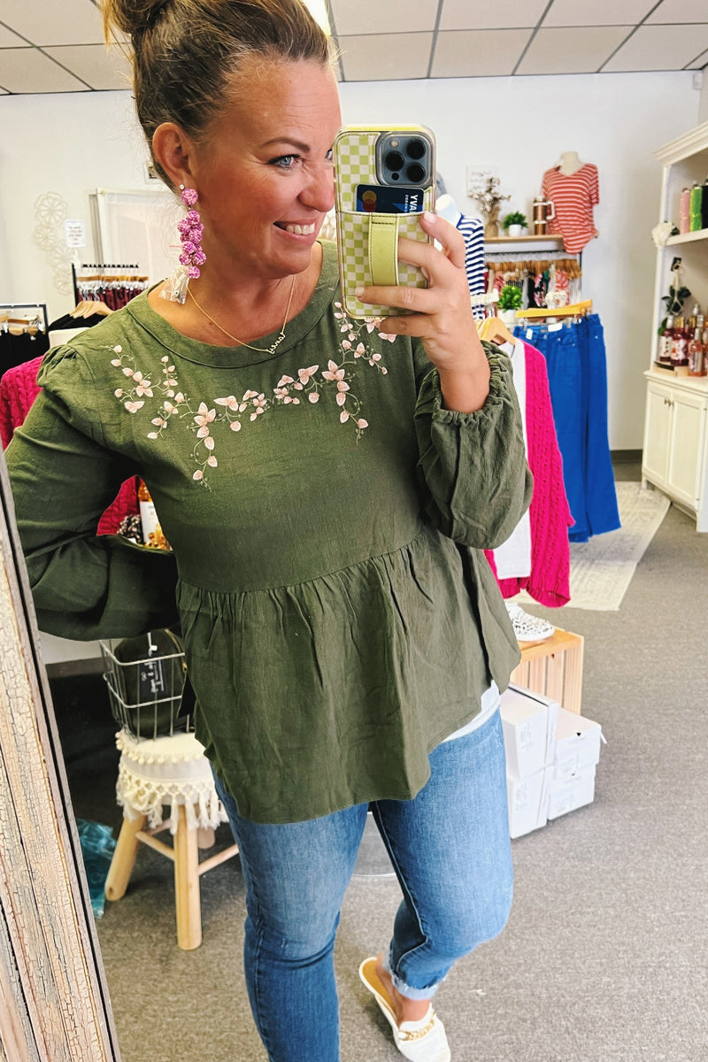 Gretchen Embroidered Peplum Top