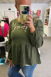 Gretchen Embroidered Peplum Top