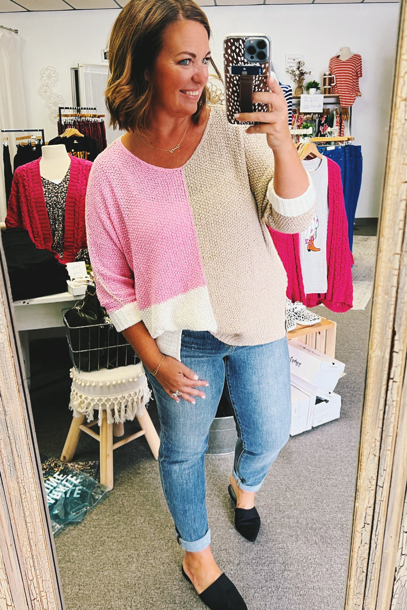 Geneva Colorblock Knit Sweater
