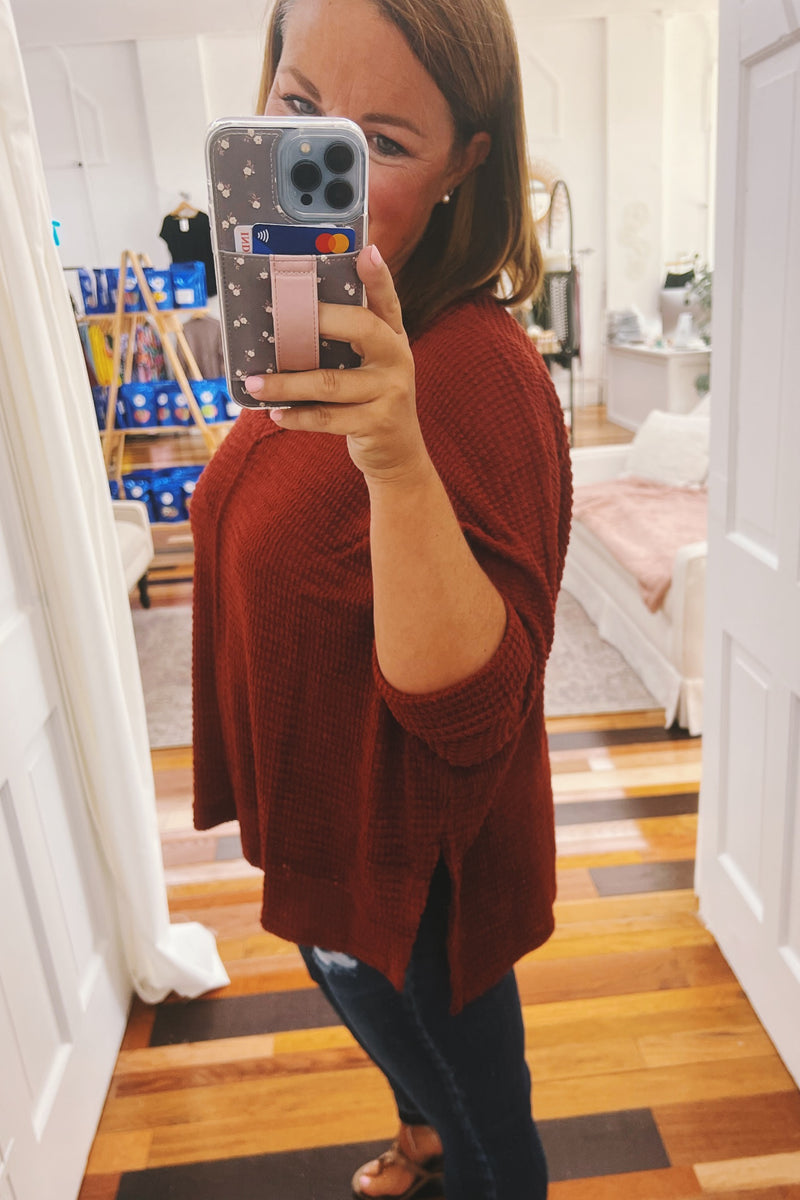 Frances Leopard Stripe Sweatshirt Dark Burgundy