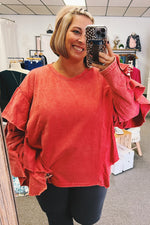 Macy Ruffle Cropped Sweatshirt