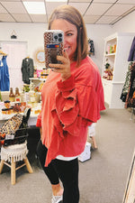 Macy Ruffle Cropped Sweatshirt