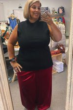 Samantha Velvet Wide Leg Pants Burgundy