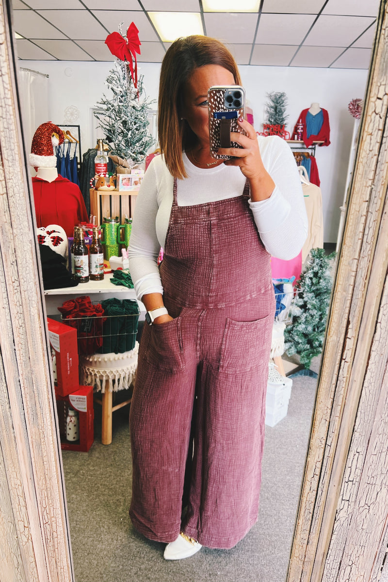 Naomi Plum Washed Overalls