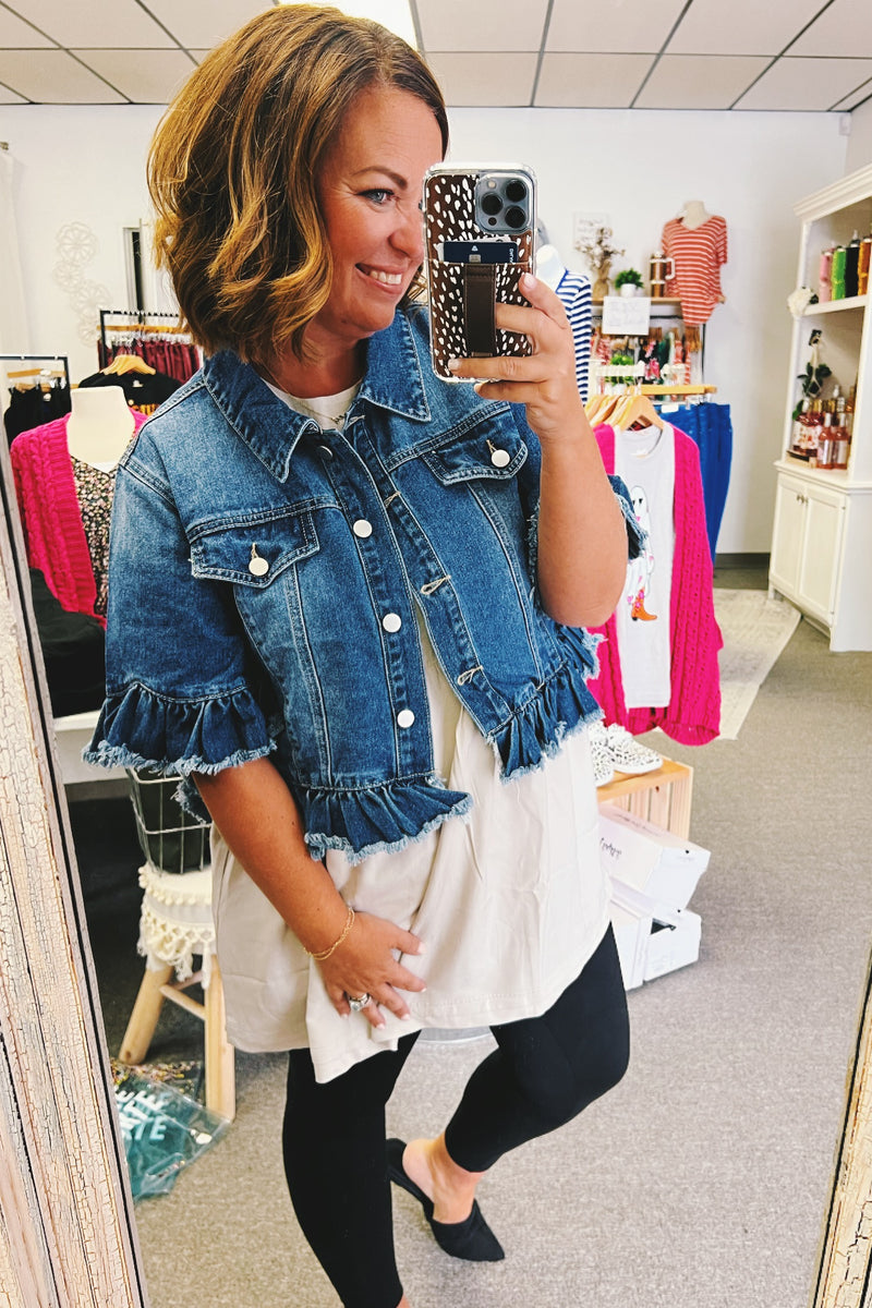 Clementine Ruffle Denim Jacket