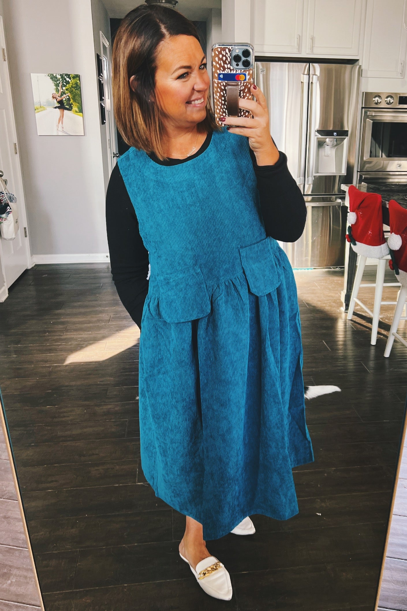 Darlene Corduroy Midi Dress Teal