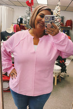 Edith Relaxed Knit Top Pink