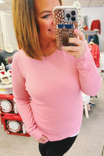 Nell Thermal Knit Basic Top Pink