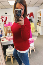 Nell Thermal Knit Basic Top Red