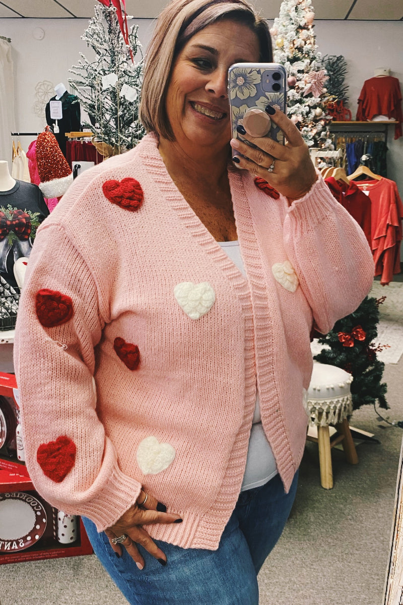 Layla Pink Heart Cardigan