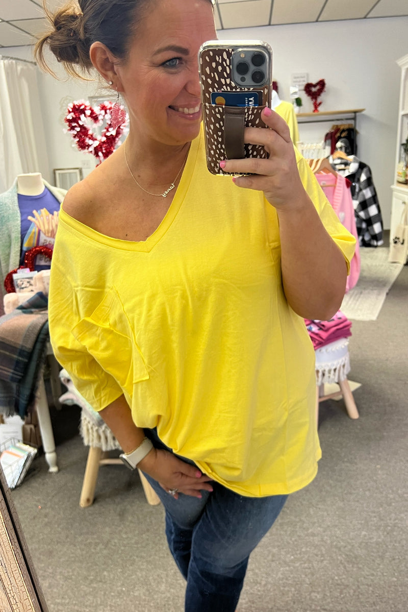 Charlotte Oversized Raw Edge Tshirt Yellow
