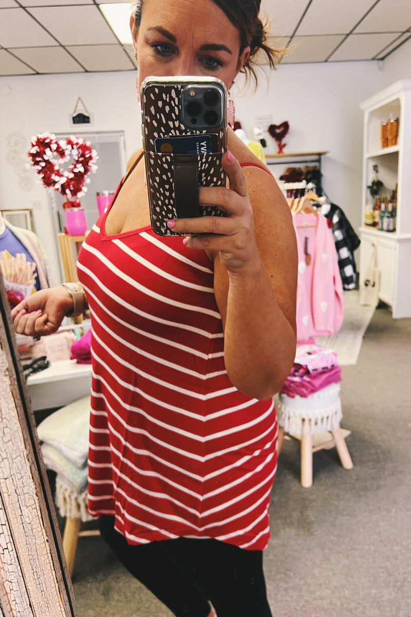 Belle Reversible Striped Tank Red