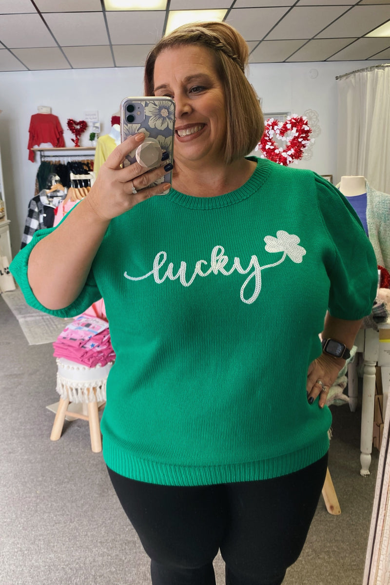 Lillian Lucky Sequin Embroidery Sweater