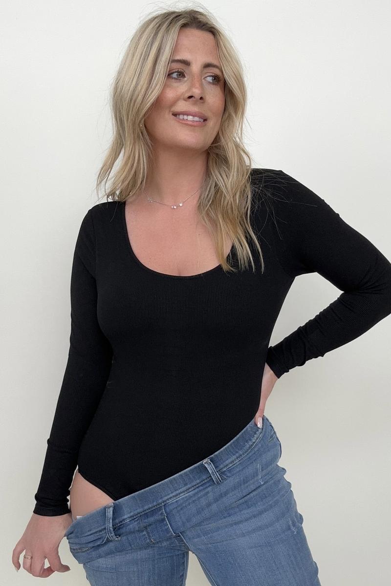 Frances Built-In Bra Long Sleeve Bodysuit - 4 colors