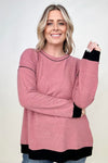 Collette Brushed Hacci Color Blocked Knit Top- 2 colors