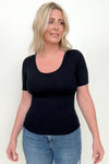 Felicia Basic Ribbed Fitted Tee with Built In Bra- 7 COLORS