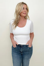 Felicia Basic Ribbed Fitted Tee with Built In Bra- 7 COLORS